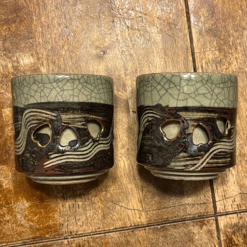 Vintage Somayaki Soma Ware Japanese Teacups